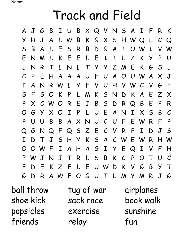 Track and Field Word Search