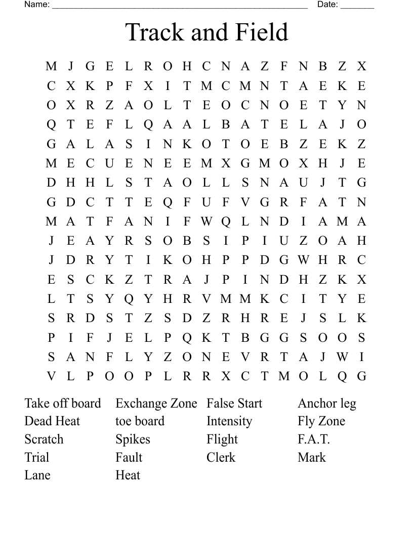 Track and Field Word Search