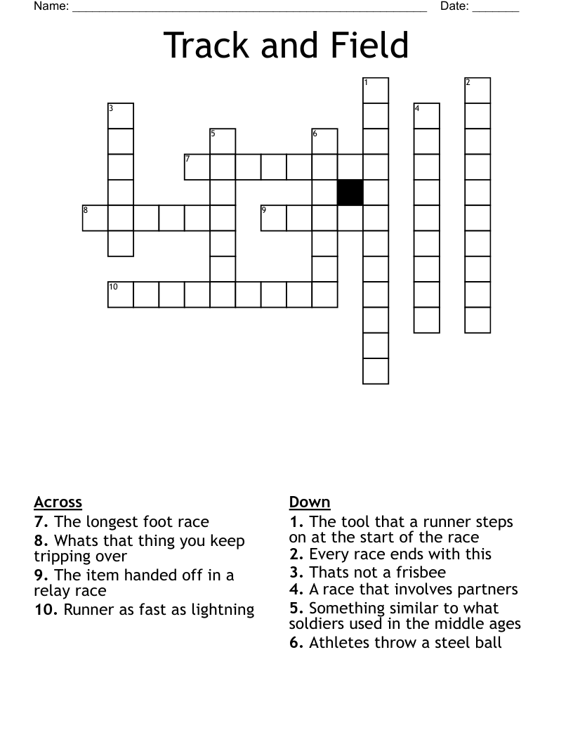 Track and Field Crossword