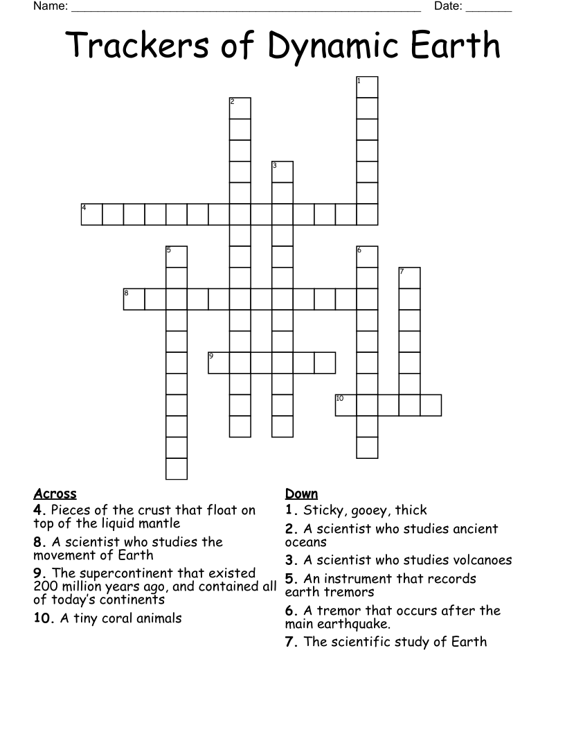 Trackers of Dynamic Earth  Crossword