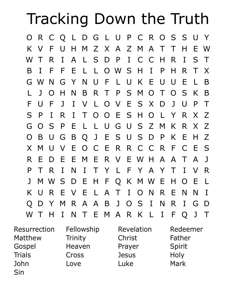 Tracking Down the Truth Word Search