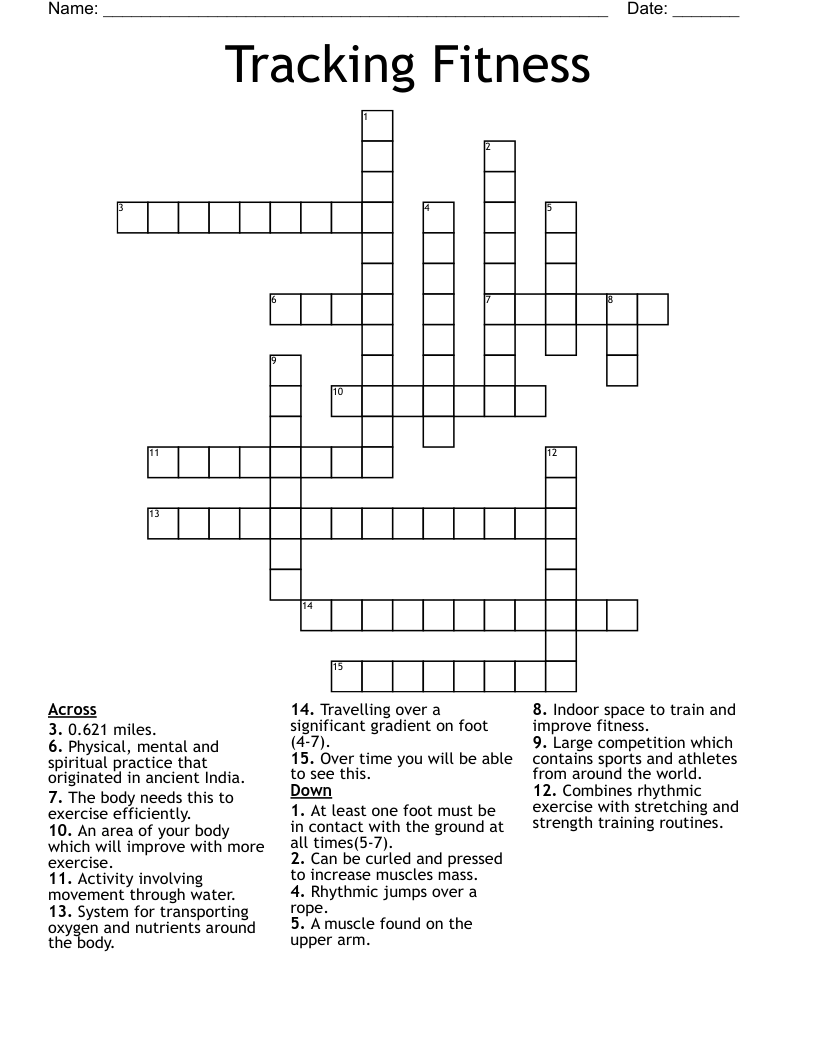 Tracking Fitness Crossword