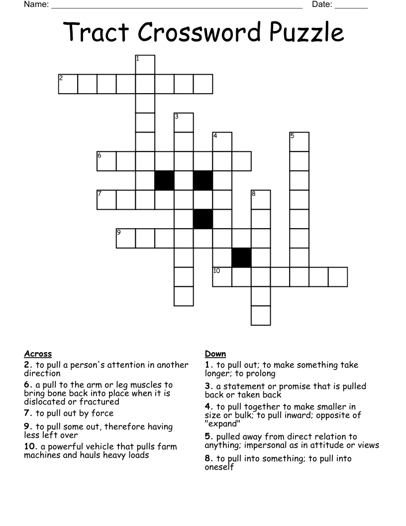 Tract Crossword Puzzle