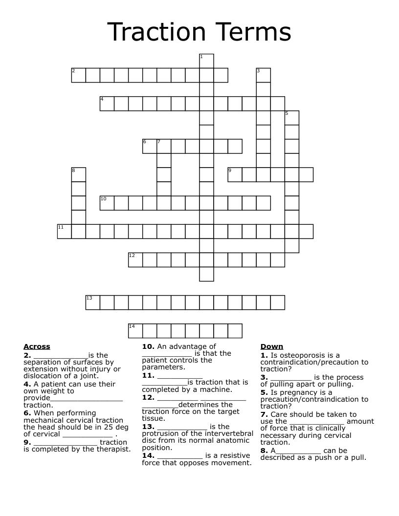 Traction Terms Crossword