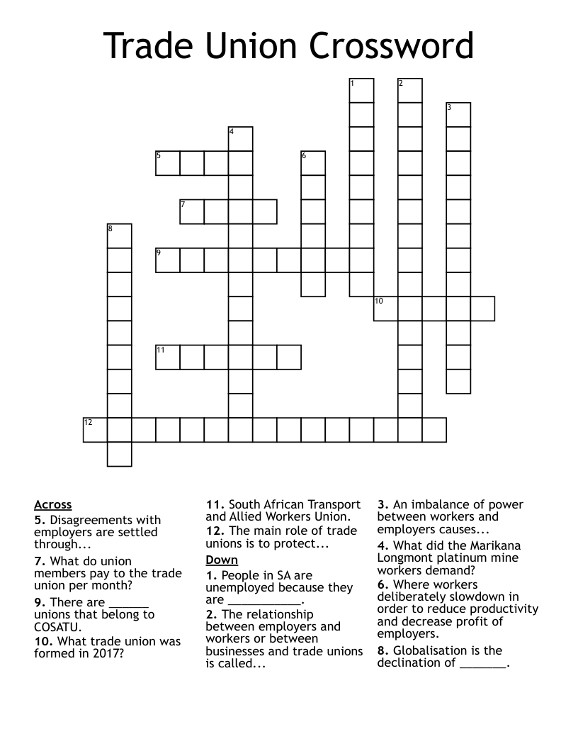 Trade Union Crossword