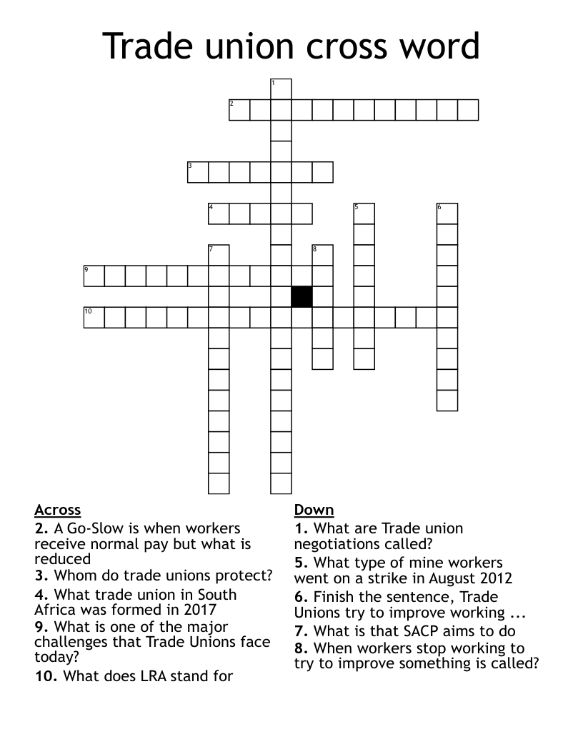 Trade union cross word