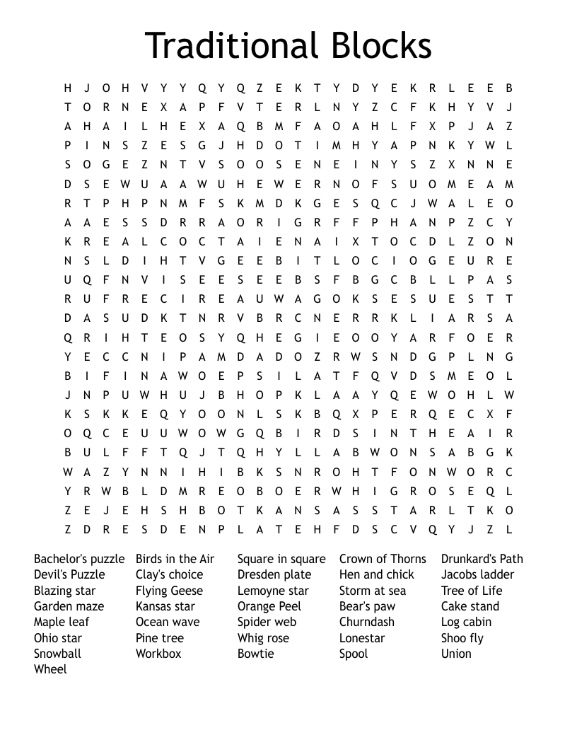 Traditional Blocks Word Search