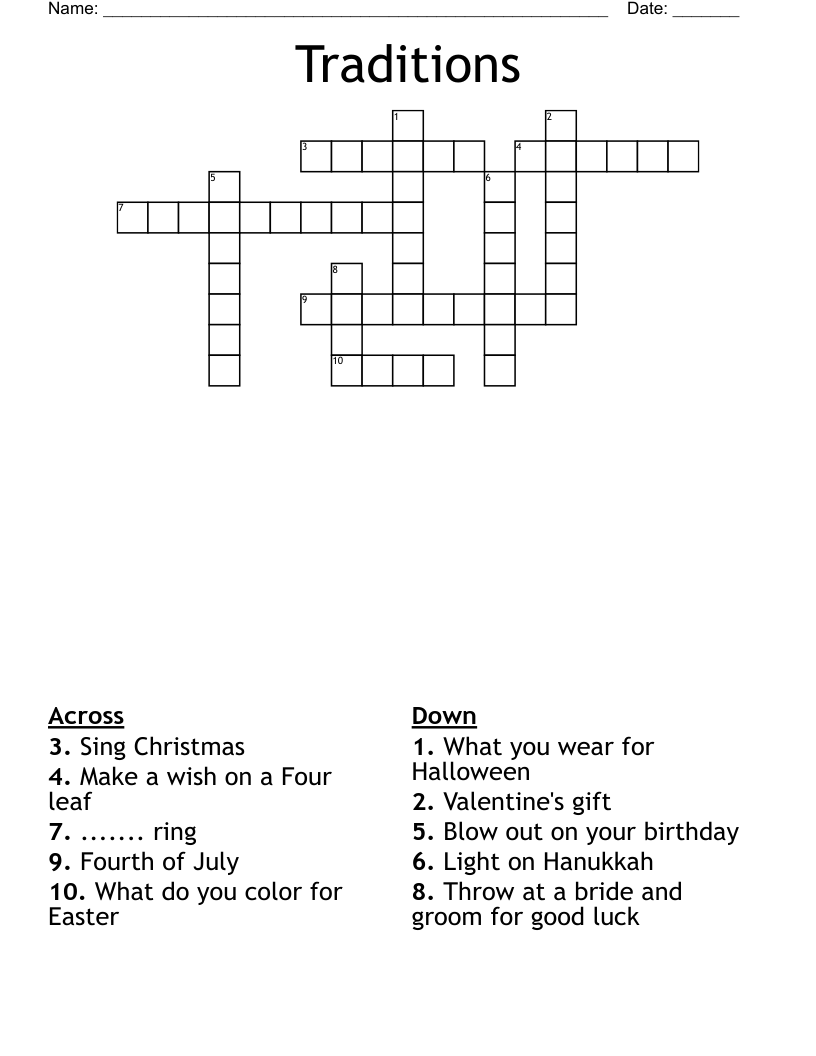 Traditions Crossword