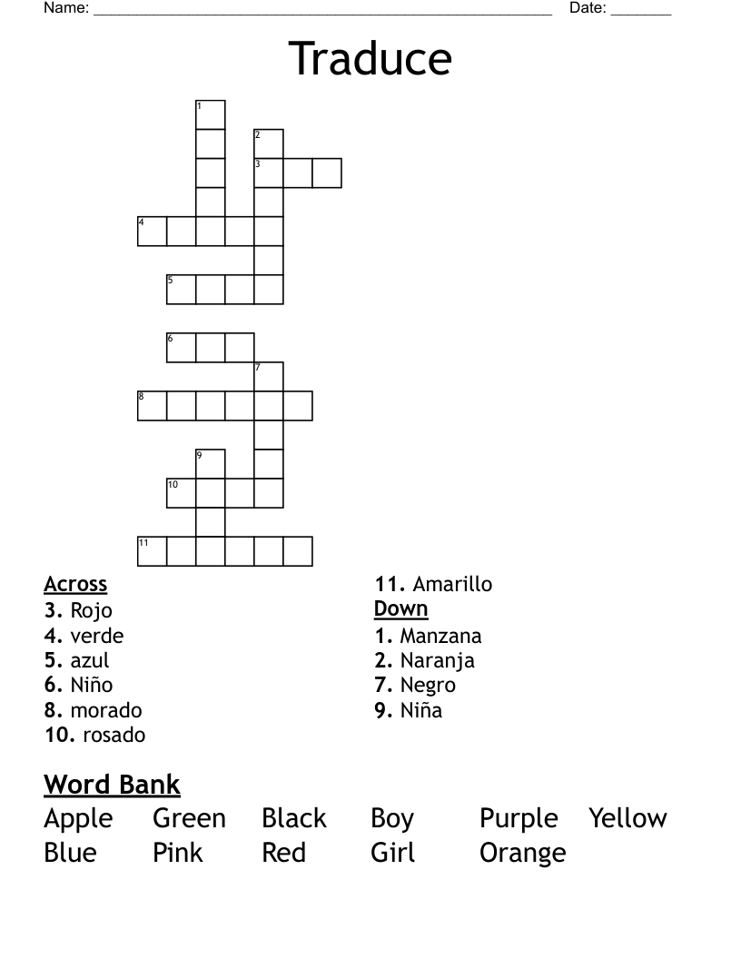 Traduce Crossword