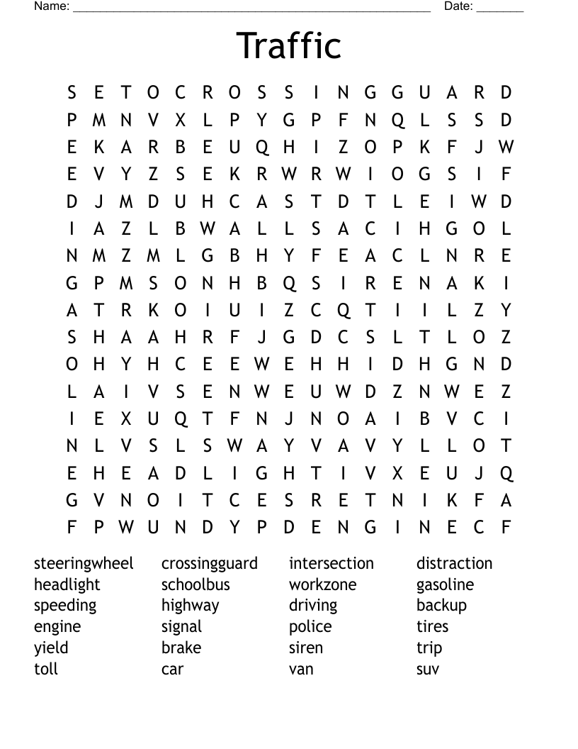 Traffic Word Search