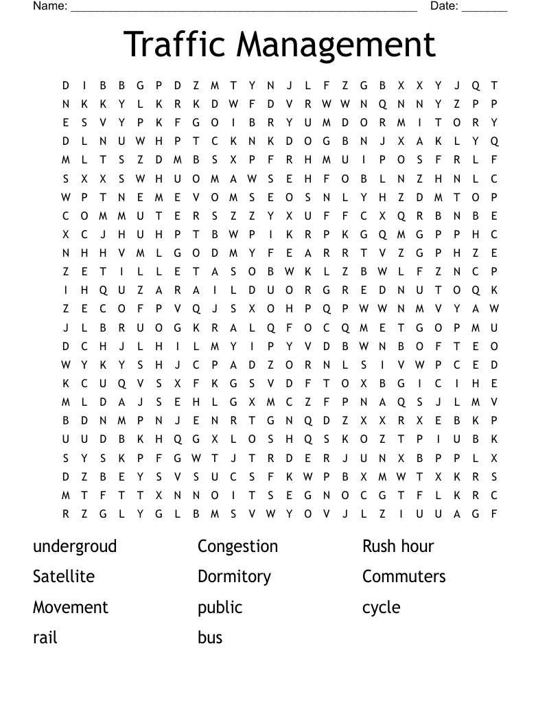 Traffic Management  Word Search