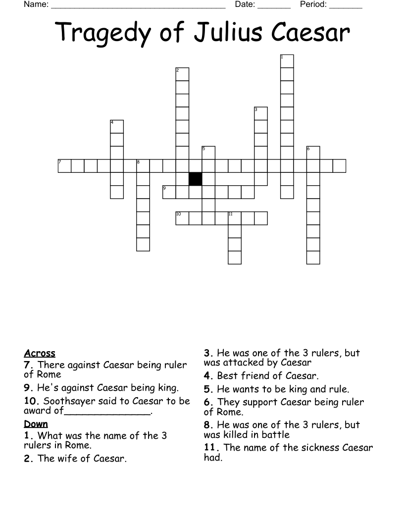 Tragedy of Julius Caesar Crossword