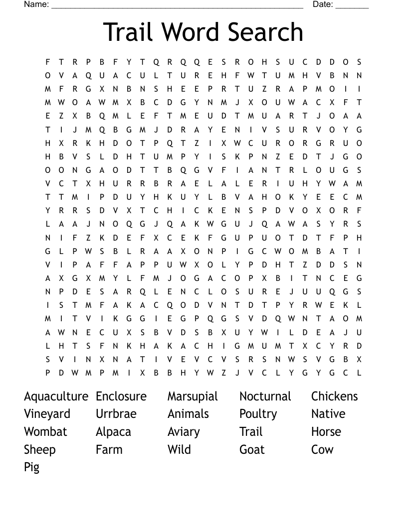 Trail Word Search 