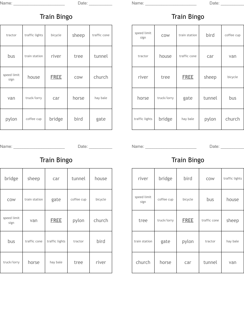 Train Bingo