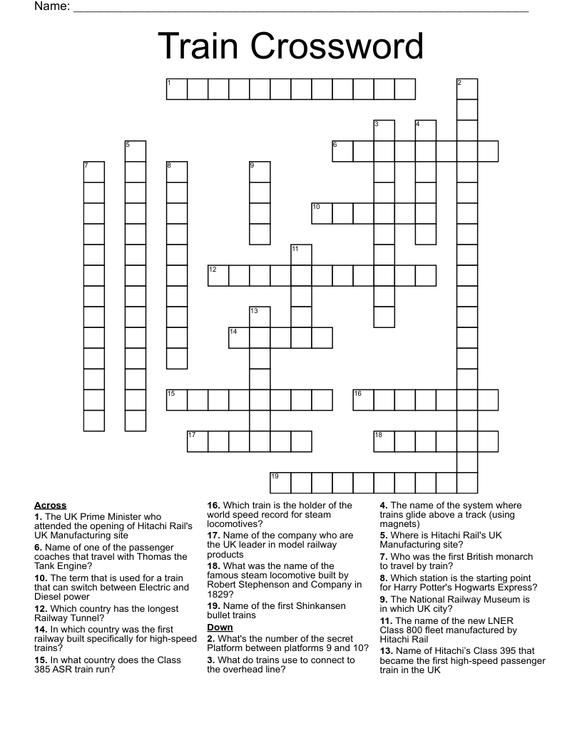Train Crossword