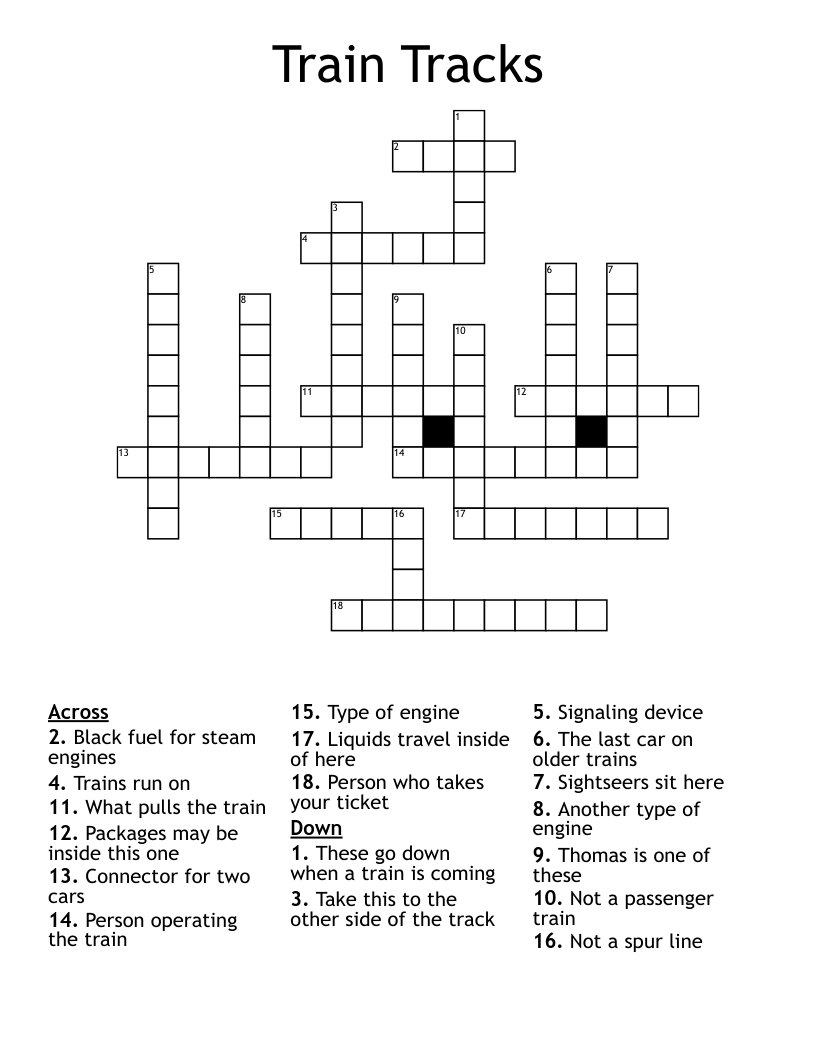 Train Tracks Crossword
