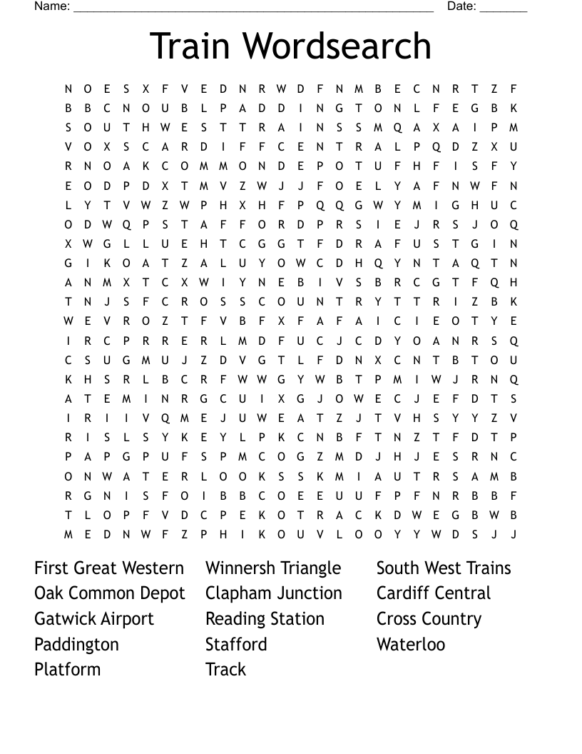 Train Wordsearch 