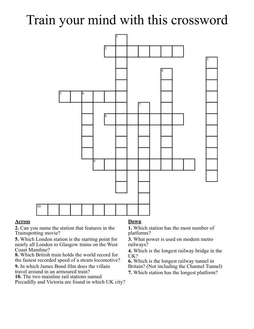 Train your mind with this crossword