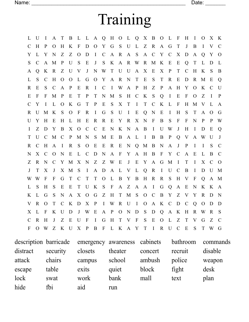 Training Word Search