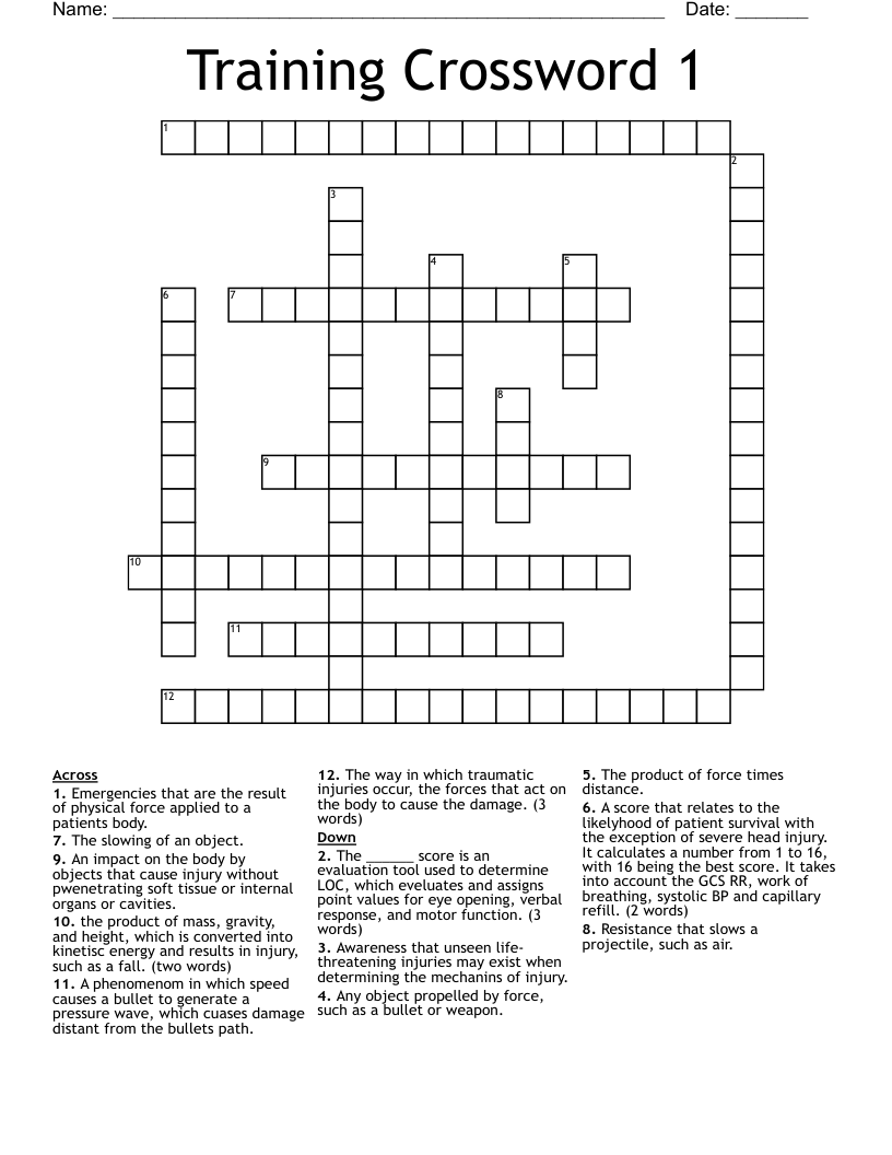 Training Crossword 1