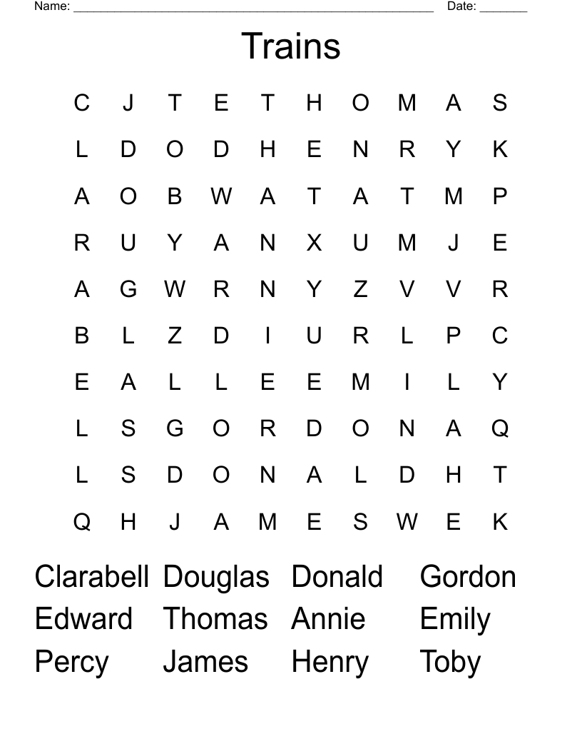Trains Word Search