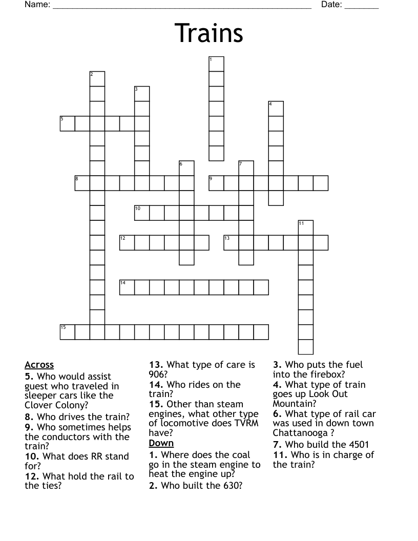 Trains Crossword