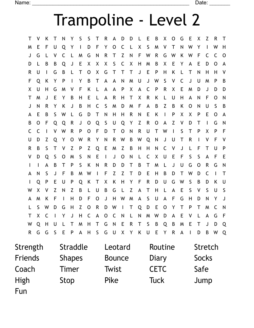 Trampoline - Level 2 Word Search