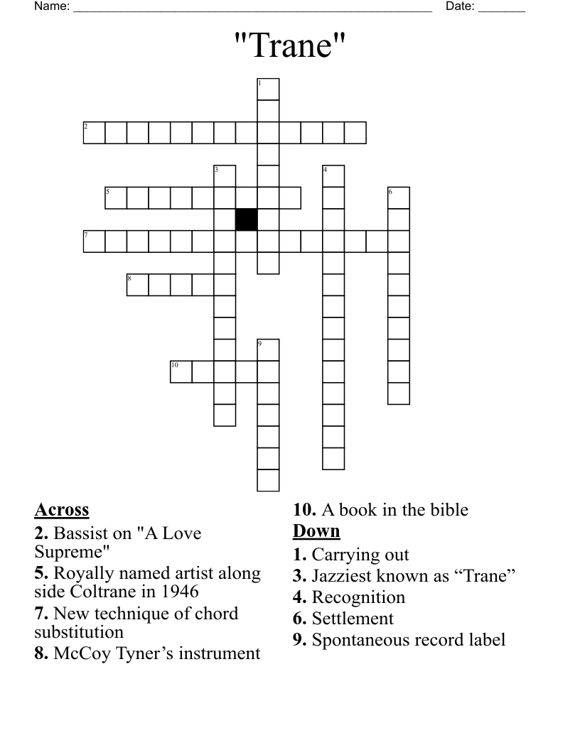 "Trane" Crossword