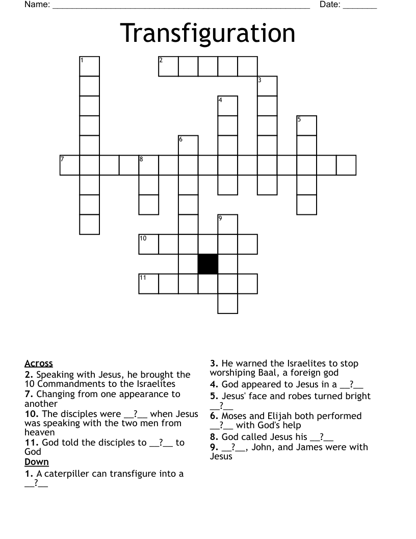 Transfiguration Crossword