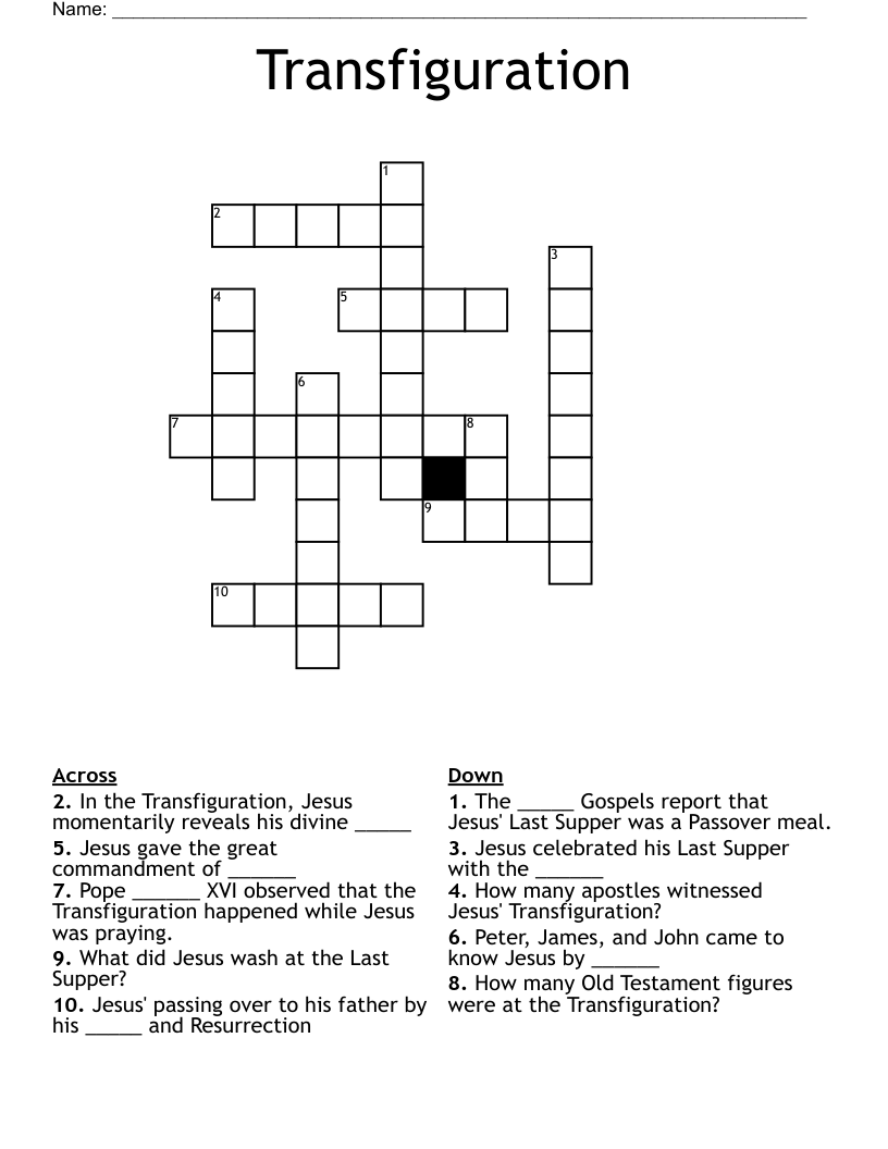 Transfiguration Crossword