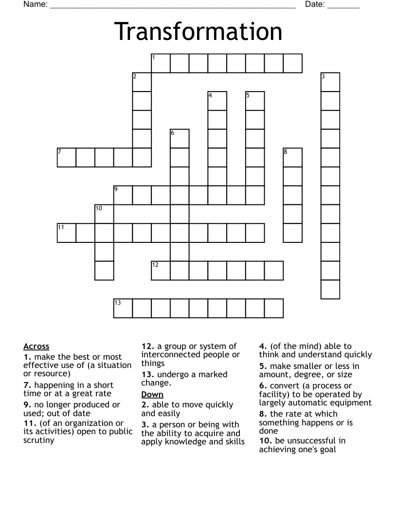 Transformation Crossword