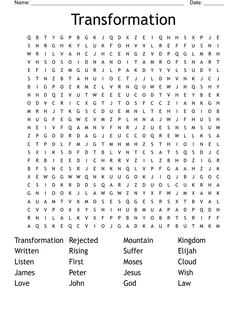 Transformation Word Search