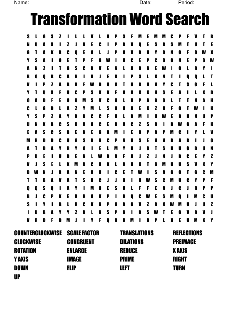 Transformation Word Search