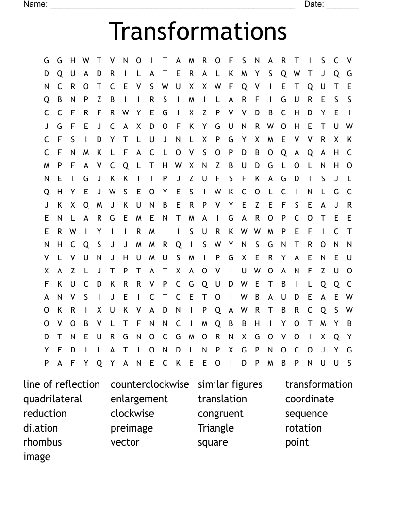 Transformations Word Search
