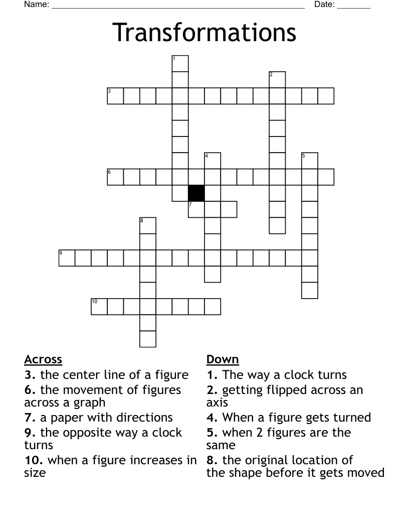 Transformations Crossword