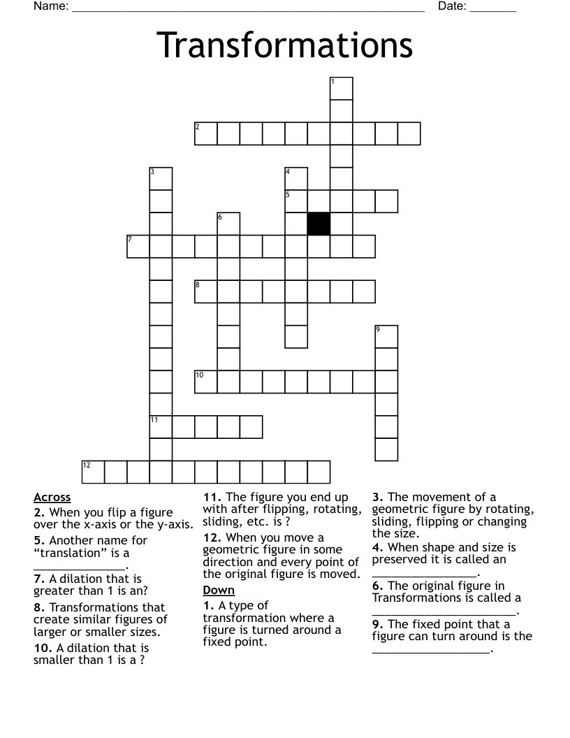 Transformations Crossword
