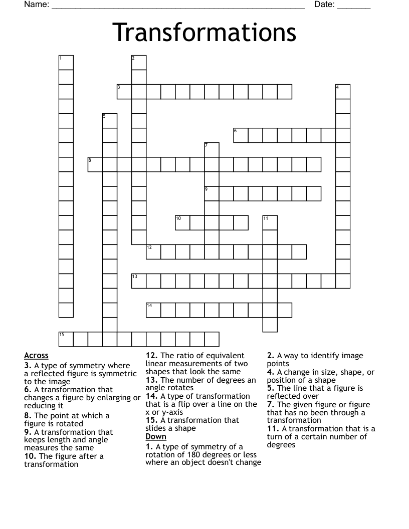 Transformations Crossword