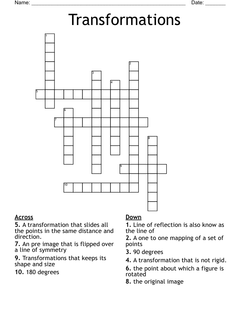 Transformations Crossword