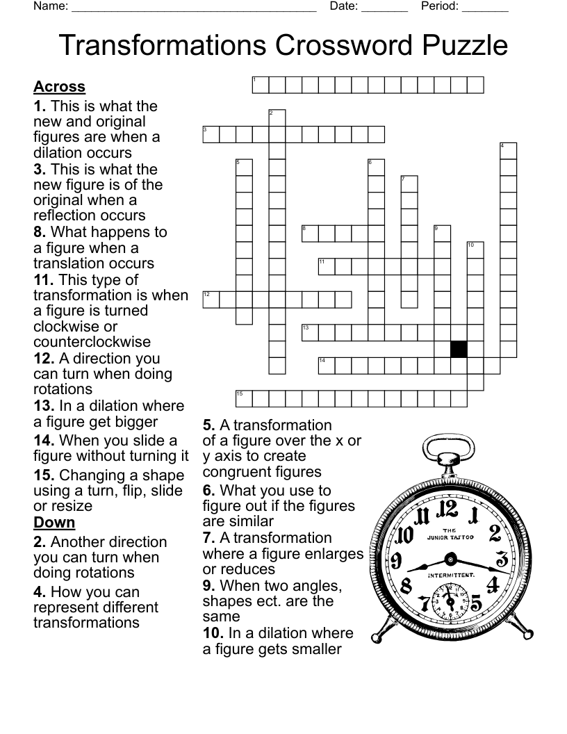 Transformations Crossword Puzzle