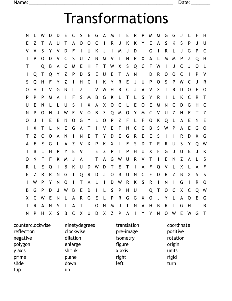 Transformations  Word Search