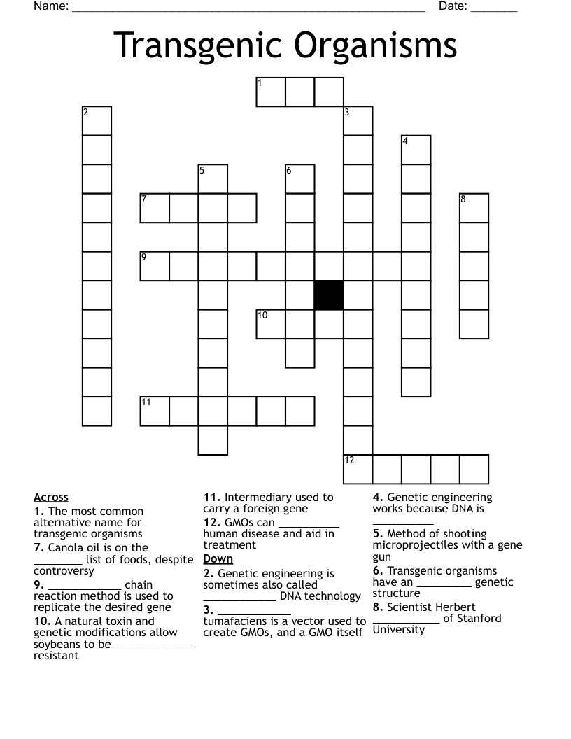 Transgenic Organisms Crossword