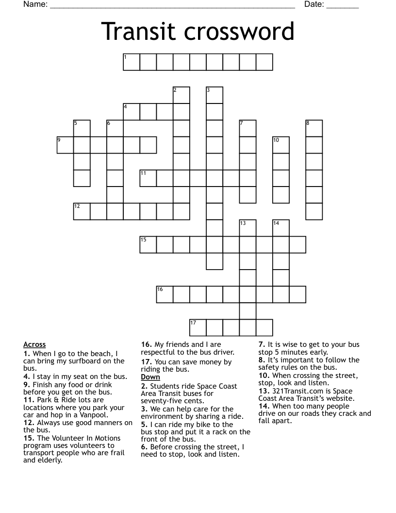 Transit crossword
