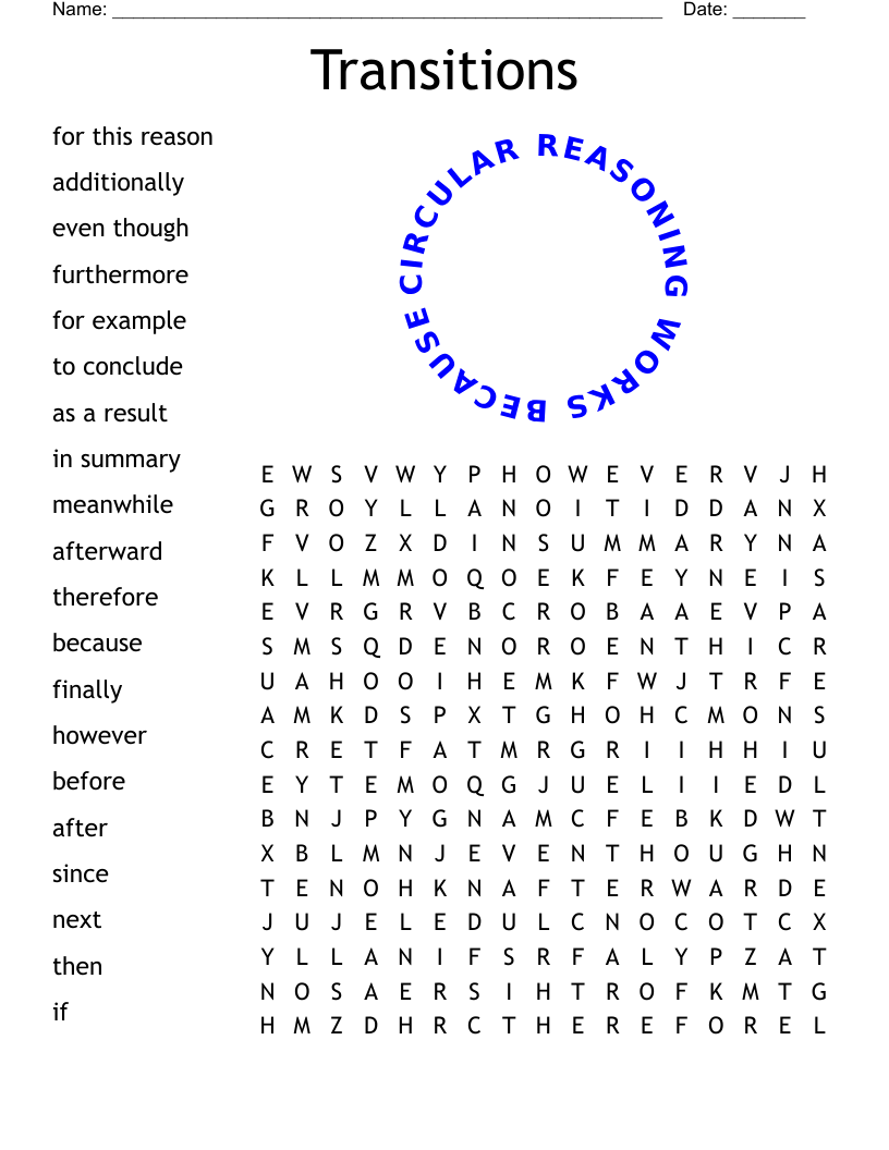 Transitions Word Search