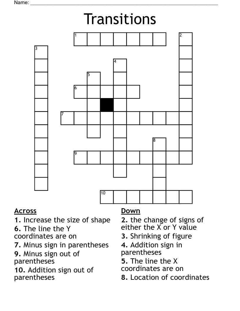 Transitions Crossword