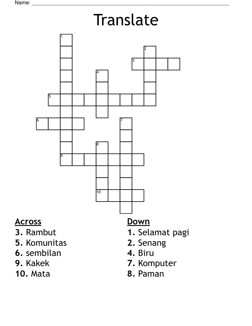 Translate Crossword