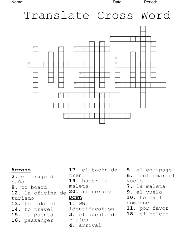 Translate Cross Word