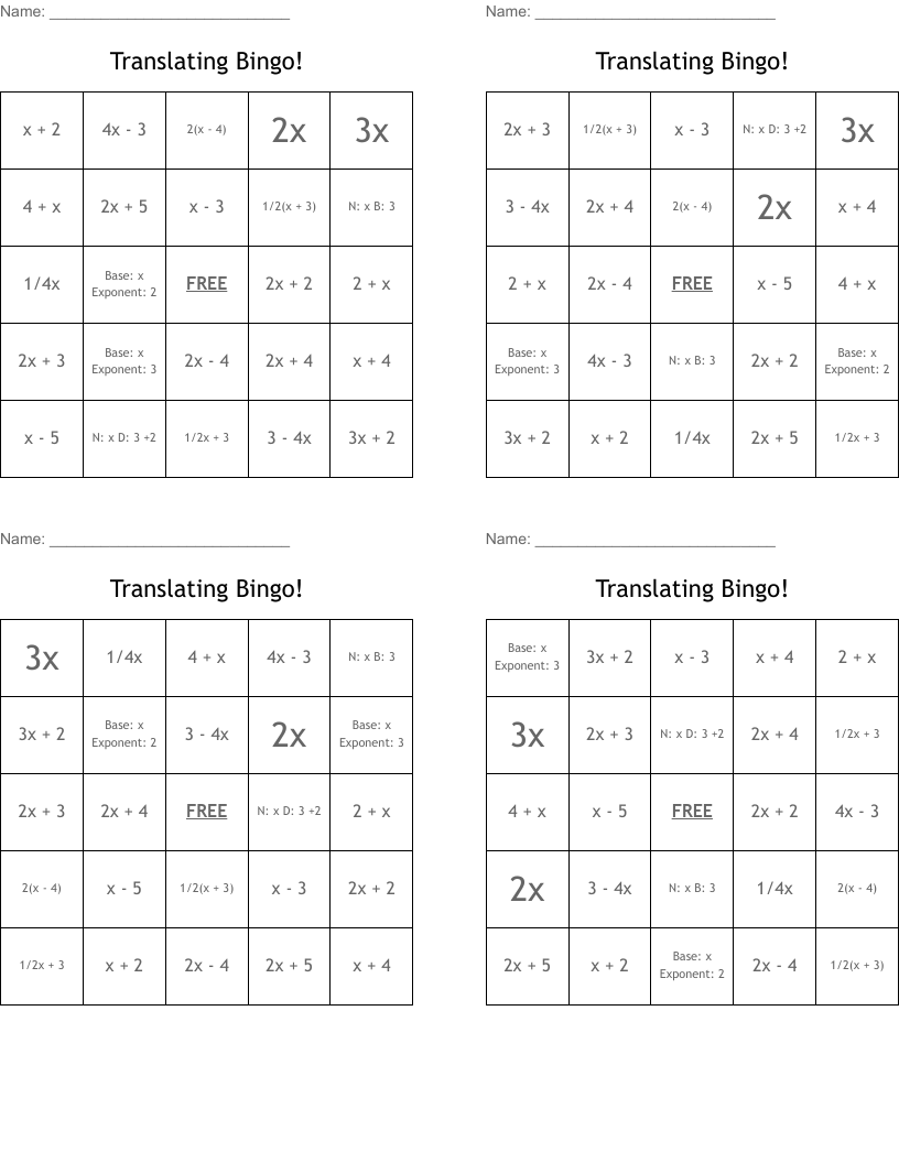 Translating Bingo!