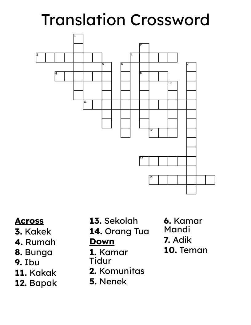 Translation Crossword