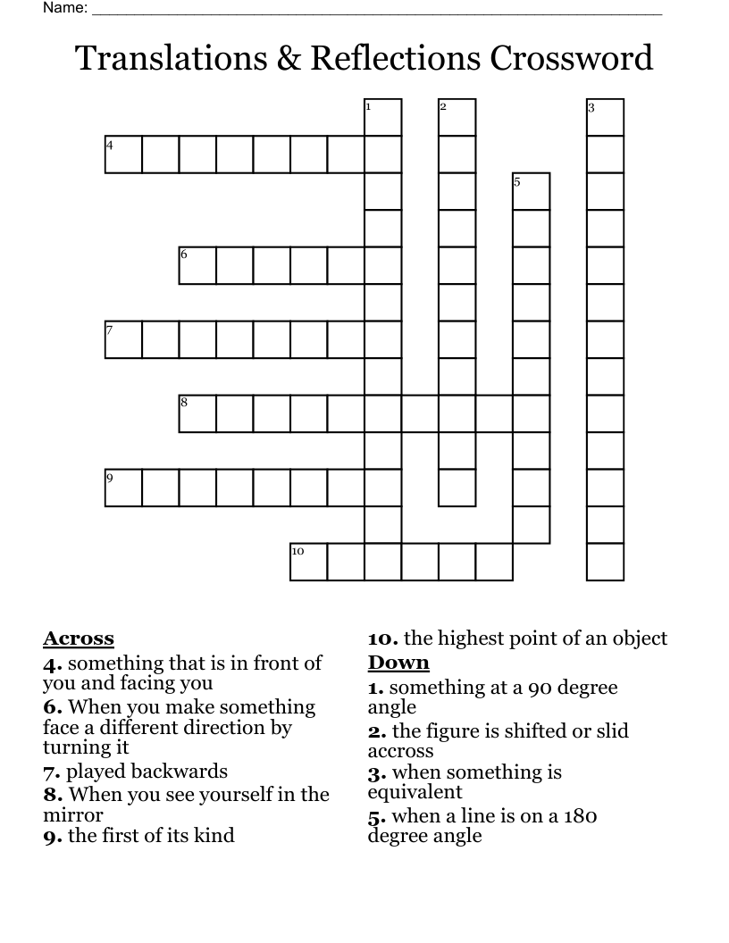 Translations & Reflections Crossword