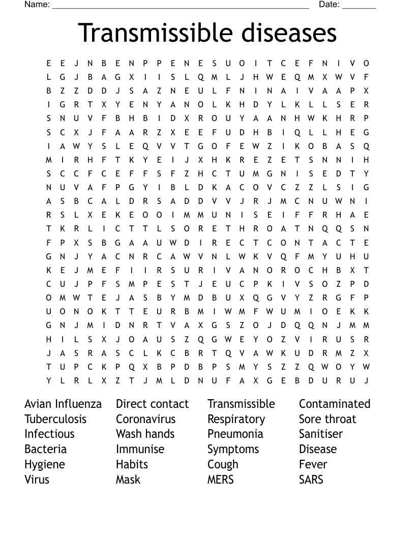 Transmissible diseases Word Search